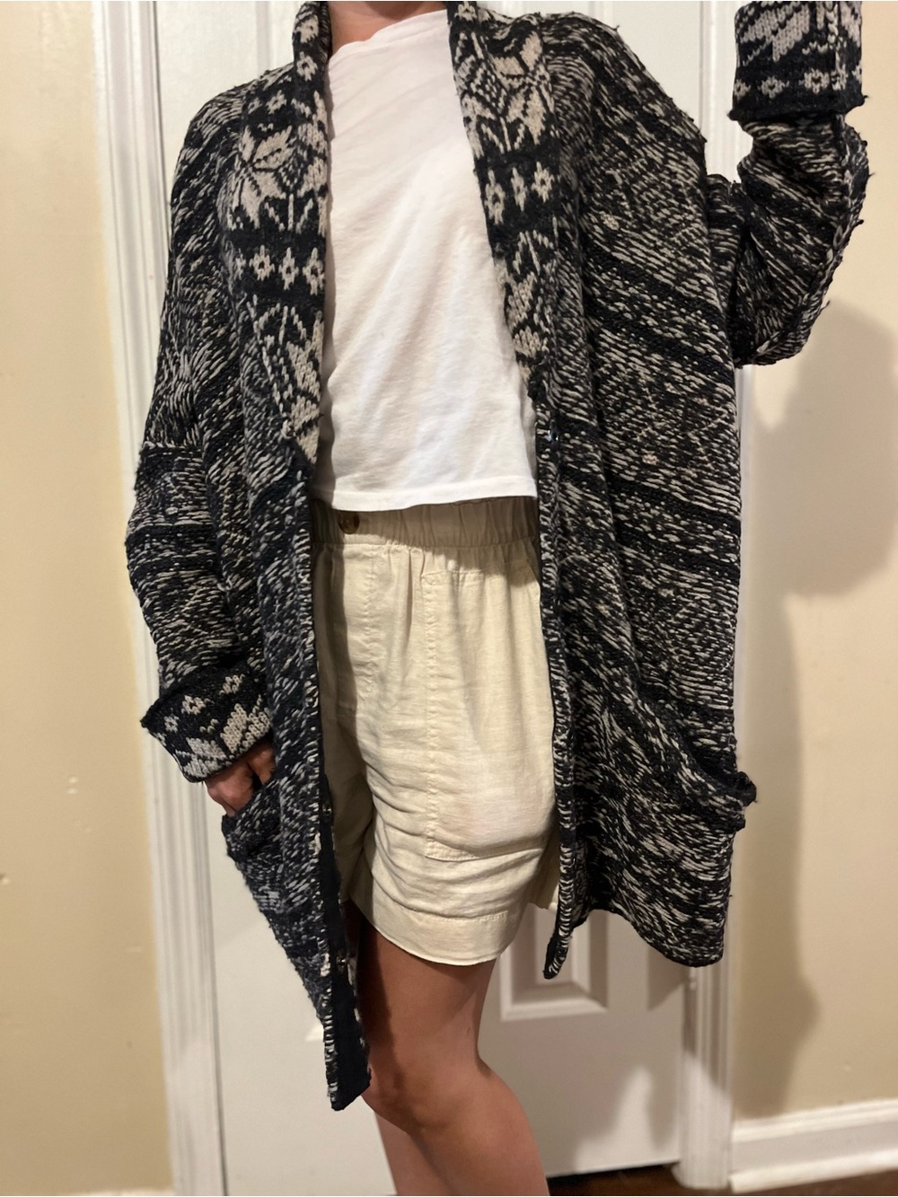Free People Hidden Snowflake Inside Out Cardigan Jacket • Wool Blend • Oversized - Picture 16 of 16